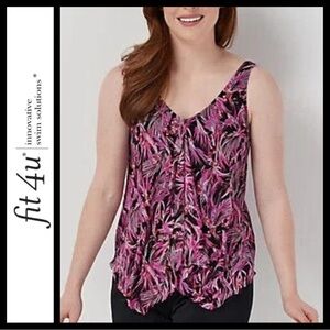 NWT Fit 4u Swim Palms Handkerchief Tankini Top